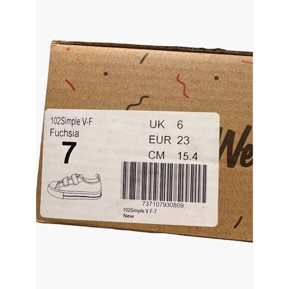 Weestep Pink Sneakers Girls Size 7 Converse Style Slip On Velcro Closure New in - Picture 7 of 8